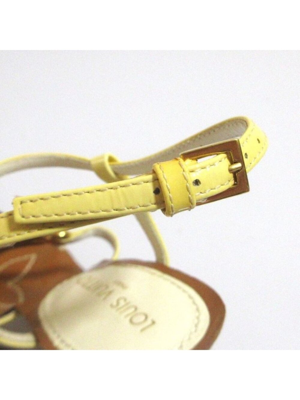 Louis Vuitton Monogram Strap Wedge Sole Sandals 35.5 Brown White - Picture 7 of 15